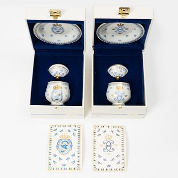 Eleven porcelain custard cups with covers and saucers, Rörstrand, Sweden, second half of the 20th century.