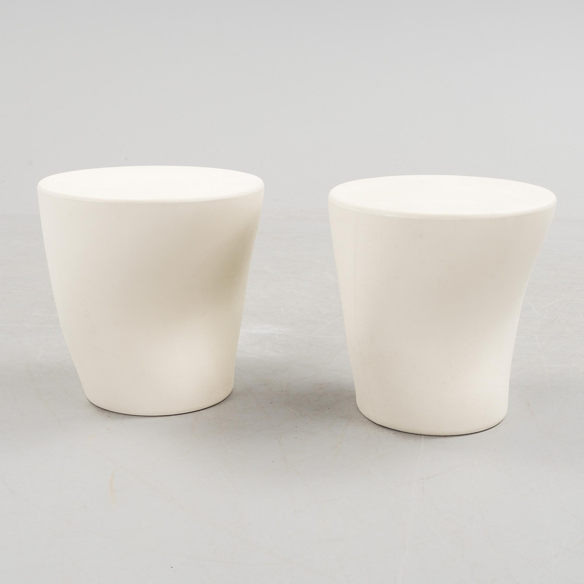 A pair of "Tokyo Pop small table / stool" by Tokujin Yoshioka for Driade.