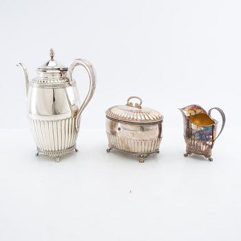 Coffee service 3 dl Empire style GAB silver plate early 20th century.