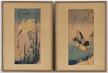 Ando Utagawa Hiroshige, after, a pair of woodblock prints in colours, 20th Century.