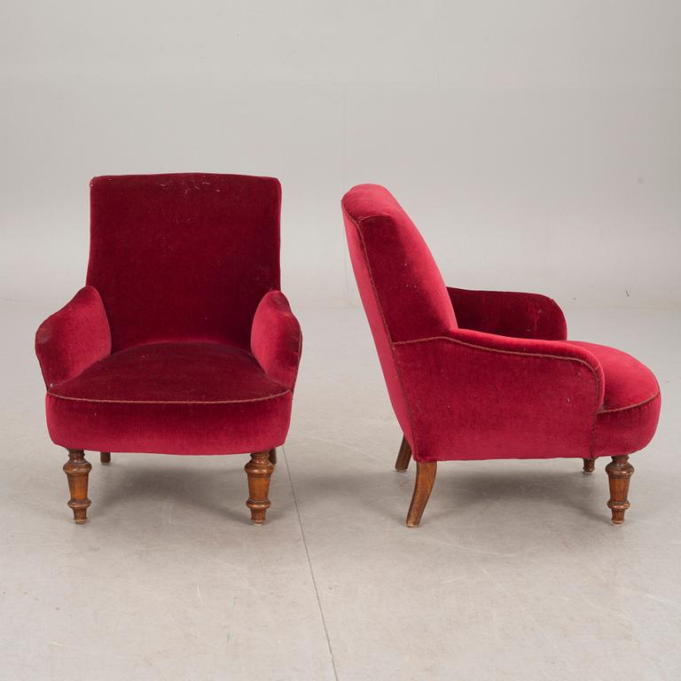 FÅTÖLJER, ett par, oskarianska, 1800-talets slut.