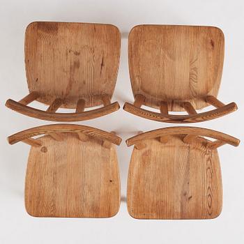 Axel Einar Hjorth, a set of four 'Utö' pine chairs, Nordiska Kompaniet, 1930s.