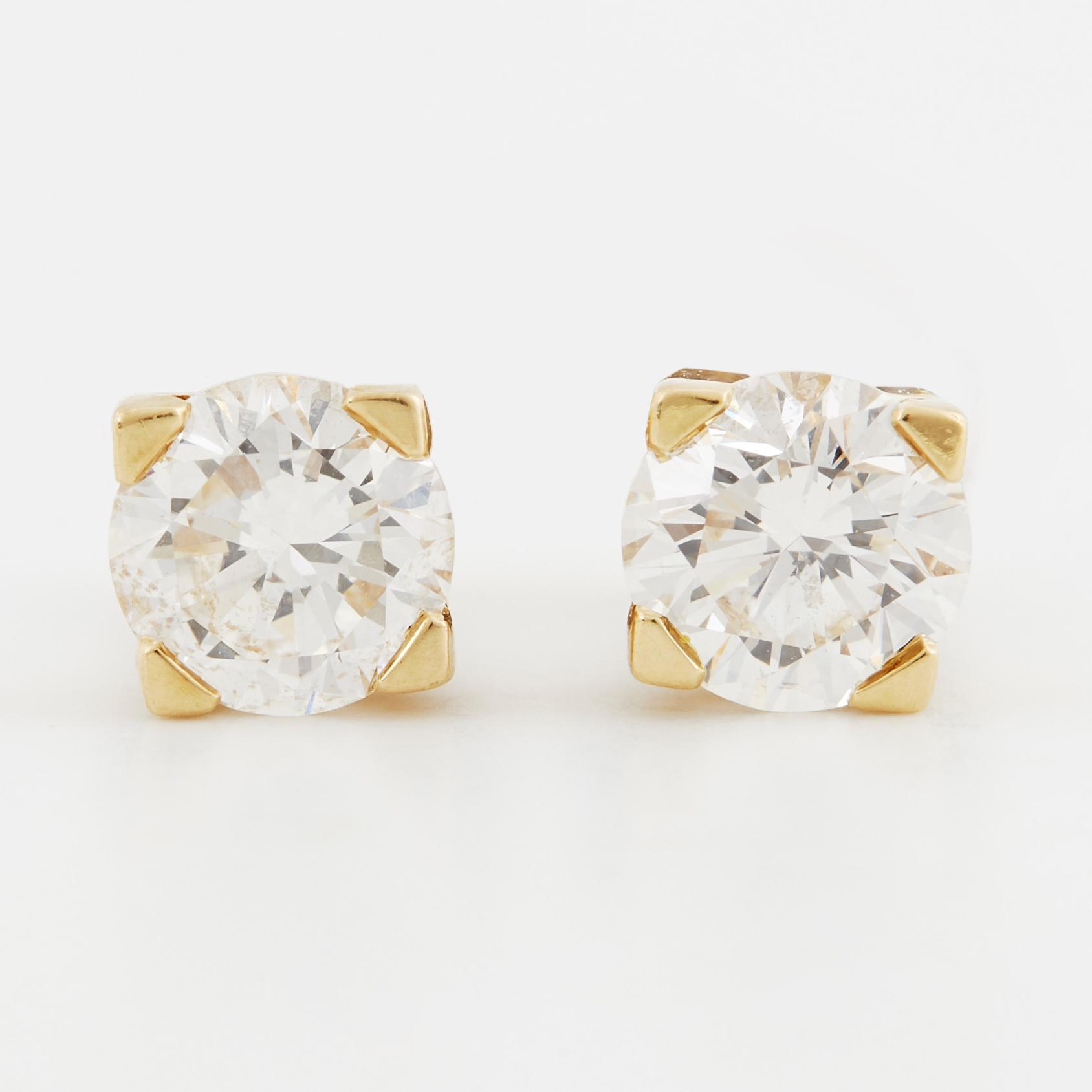 A PAIR OF EARRINGS, 18K gold, brilliant cut diamonds. Weight c. 2.8 g.