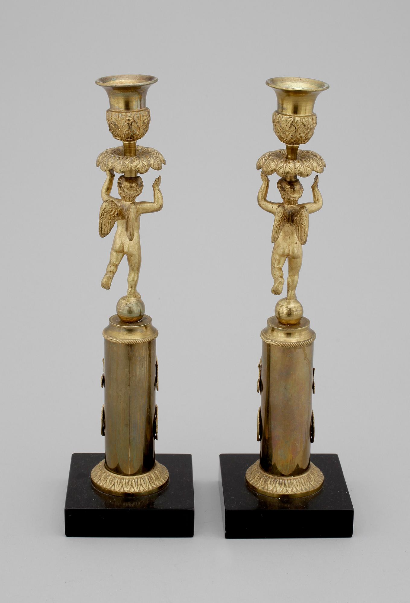 LJUSSTAKAR, ett par, empirestil, sekelskiftet 1900.