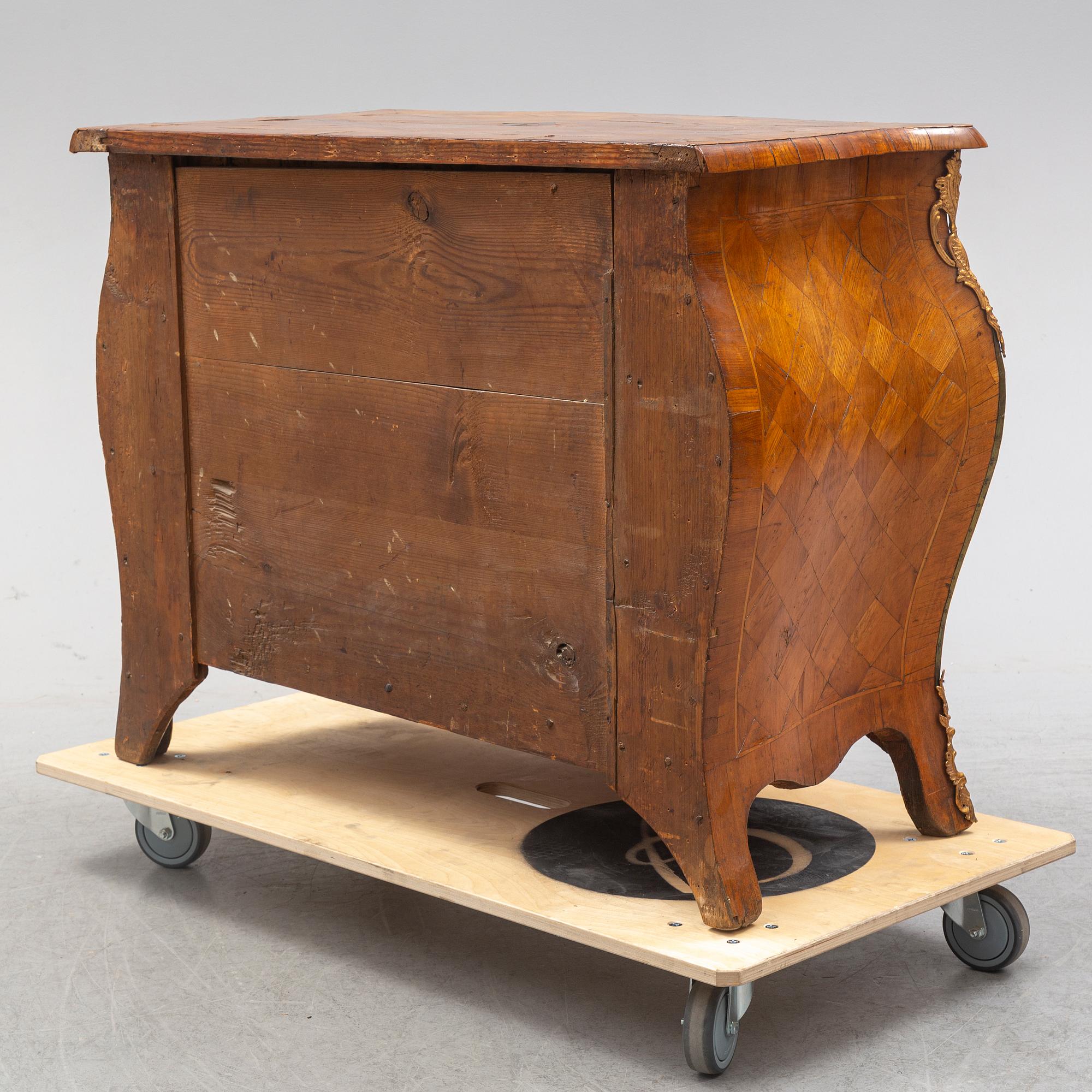 A Swedish Rococo chest of drawers, second half of the 18th century.
