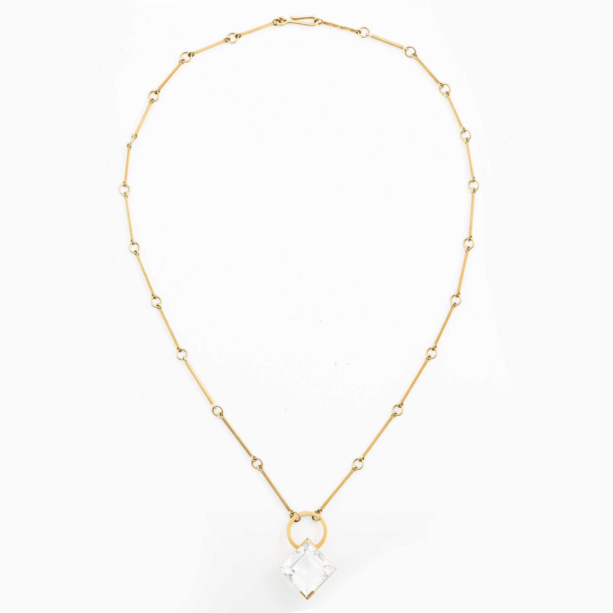 Wiwen Nilsson, collier, 18K guld och bergkristall, Lund 1972.