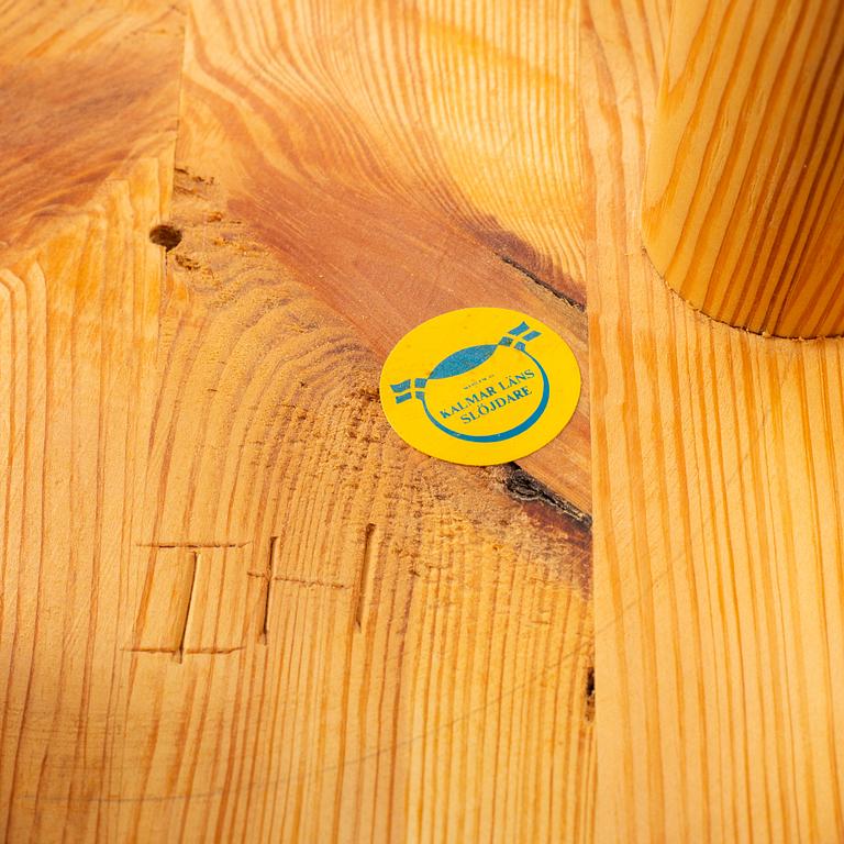 INGVAR HILDINGSSON, a pine stool signed IH.