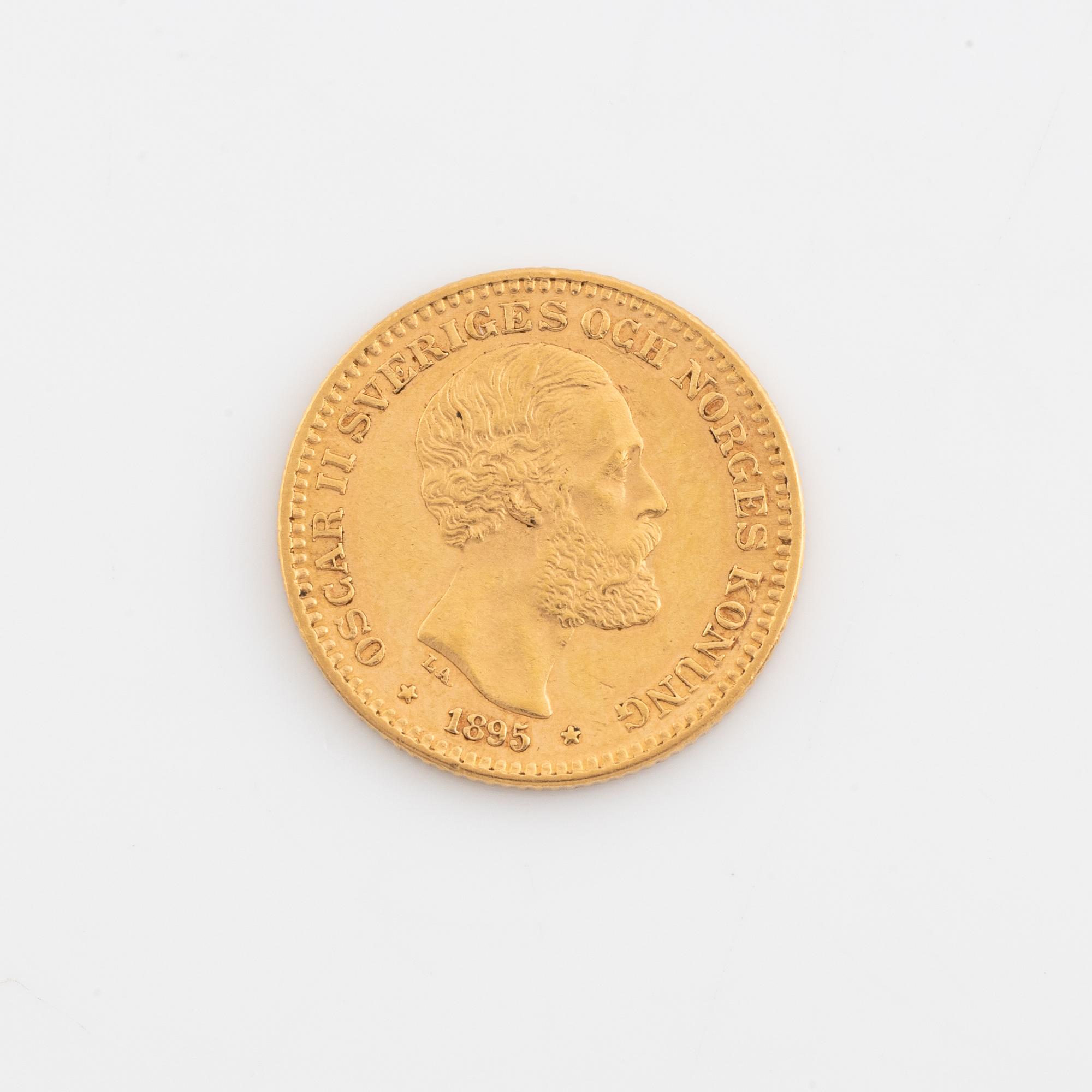 Oscar II, guldmynt, 10 kronor, 1895.
