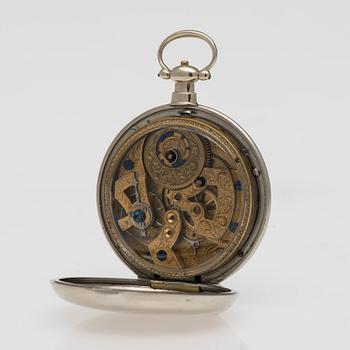 FICKUR, Bovet Fleurier, vitmetall, Schweiz, tillverkad för Kinas marknader, 1860-tal.