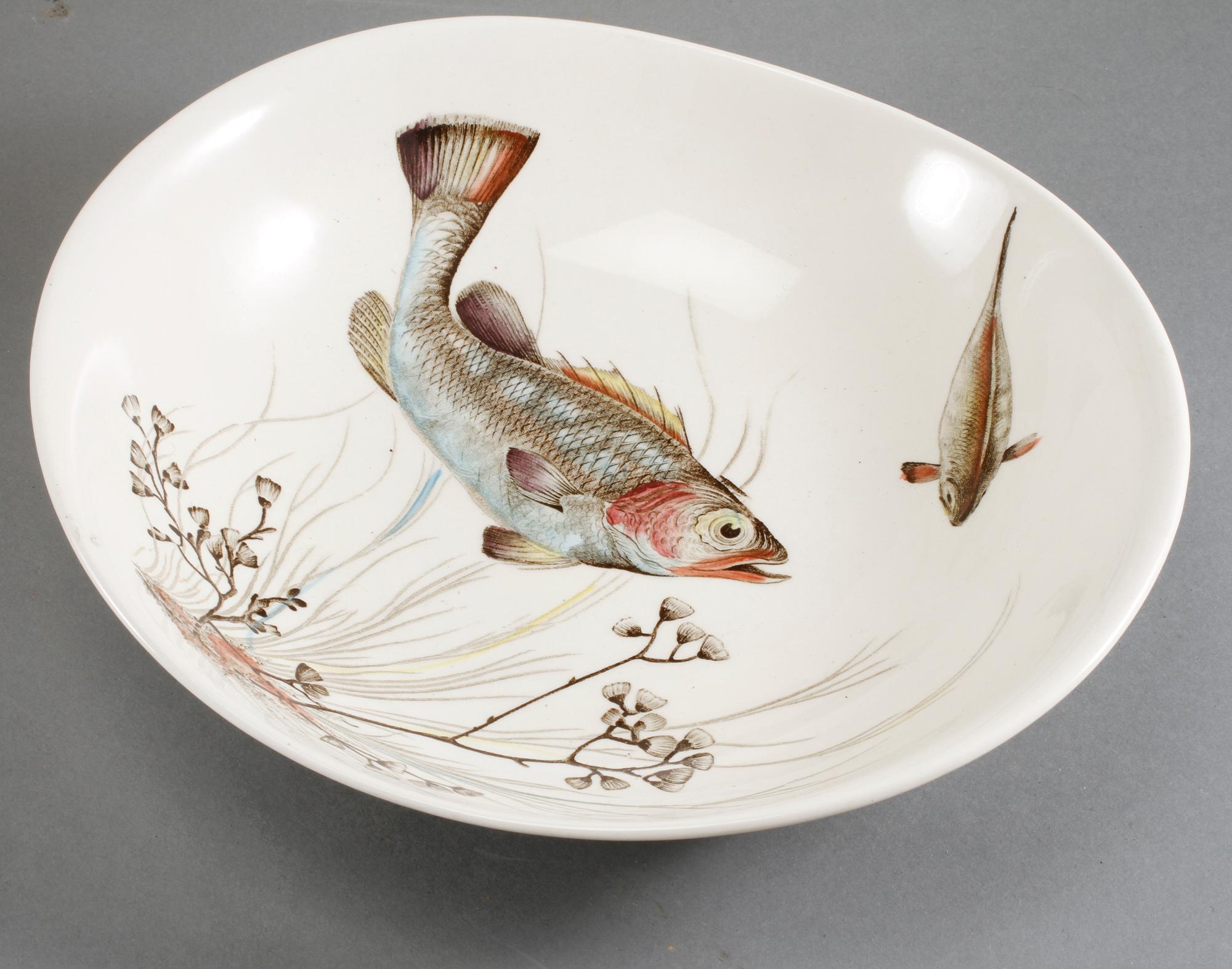 FISKSERVIS, 11 delar, flintgods, "Fish", Johnson Bros, England, 1900-talets andra hälft.