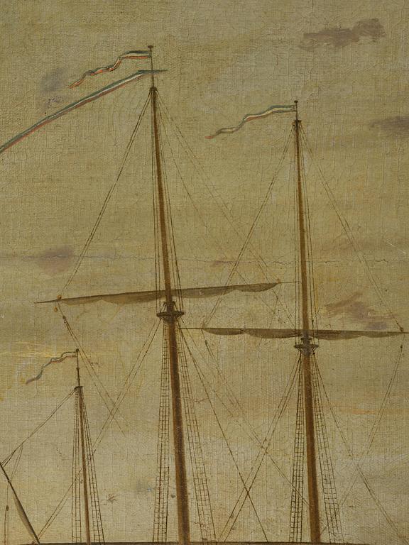 Claude Joseph Vernet, hans efterföljd, Hamnscen med båtar och figurer.
