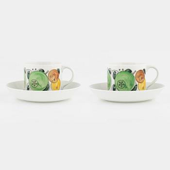 Hertha Bengtson, two 'Fructus' coffee cups with saucer, Rörstrand.