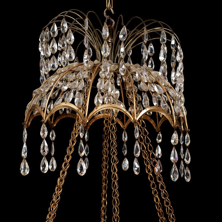 A late Gustavian around year 1800 6-light chandelier.