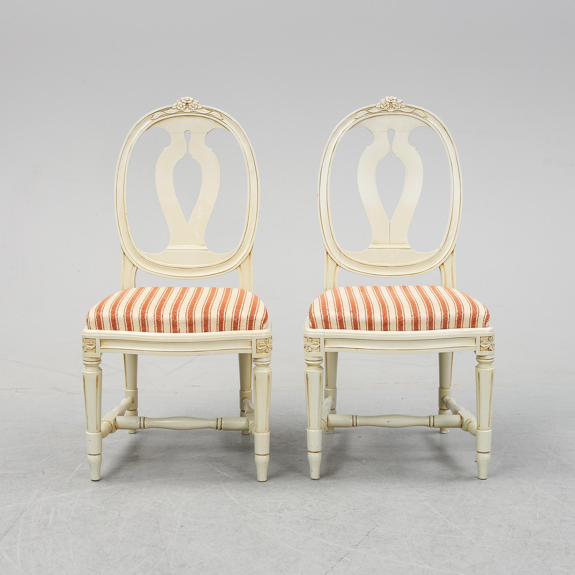 Six Gustavian style chairs, second half of the 20th Century.