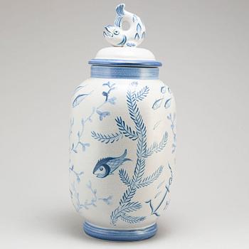 An faience urn by Eva Jancke Björk, Bo Fajans, Sweden 1943-53.