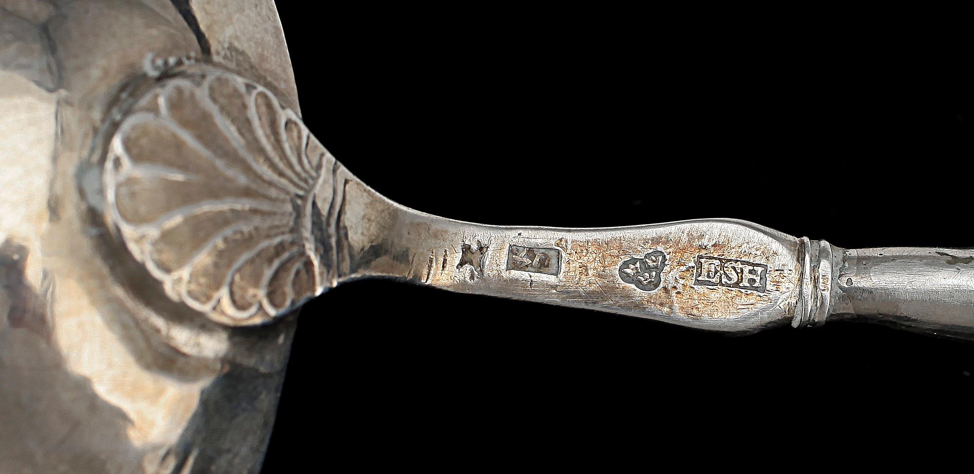 STRÖSKEDAR 2 st SAMT SÅSSLEV, silver, bla Olof Löfvander dy i Luleå, verksam 1795-1823.