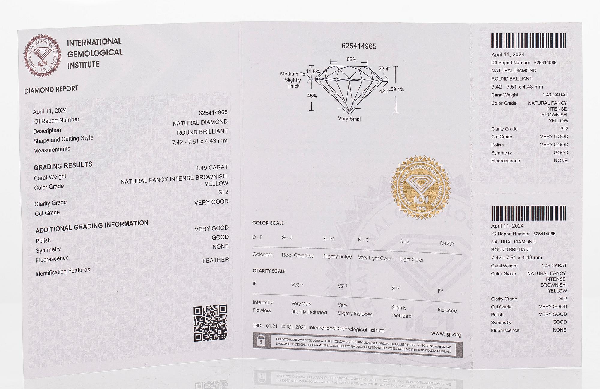 An 18K white gold, set with brilliant-cut diamonds. With IGI report.