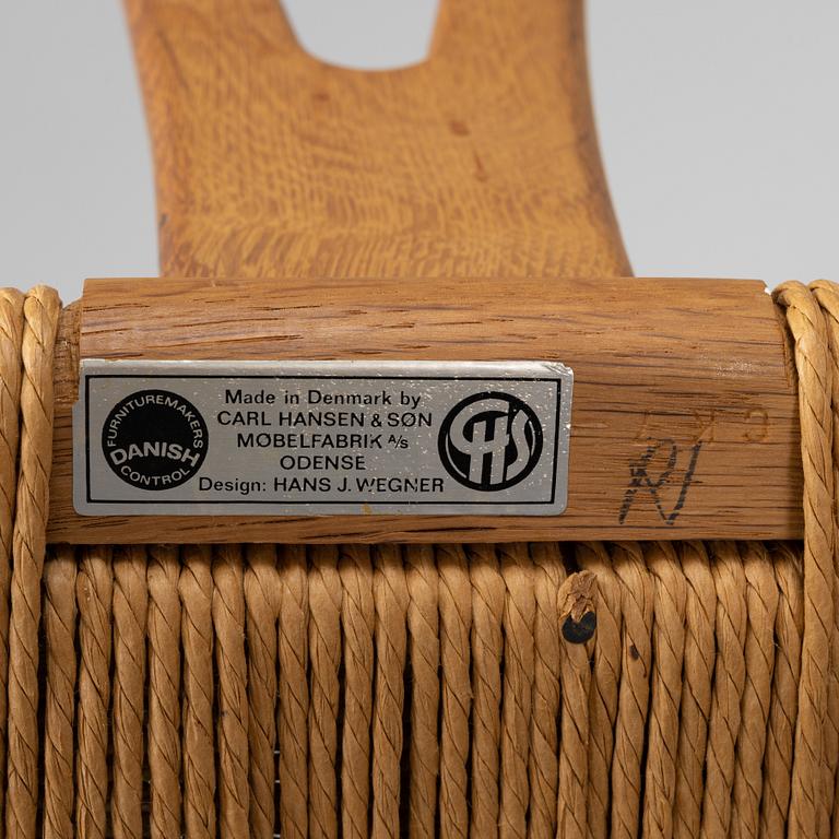 A pair of oak 'Y-chairs' by Hans J Wegner for Carl Hansen & Son, designed 1949.