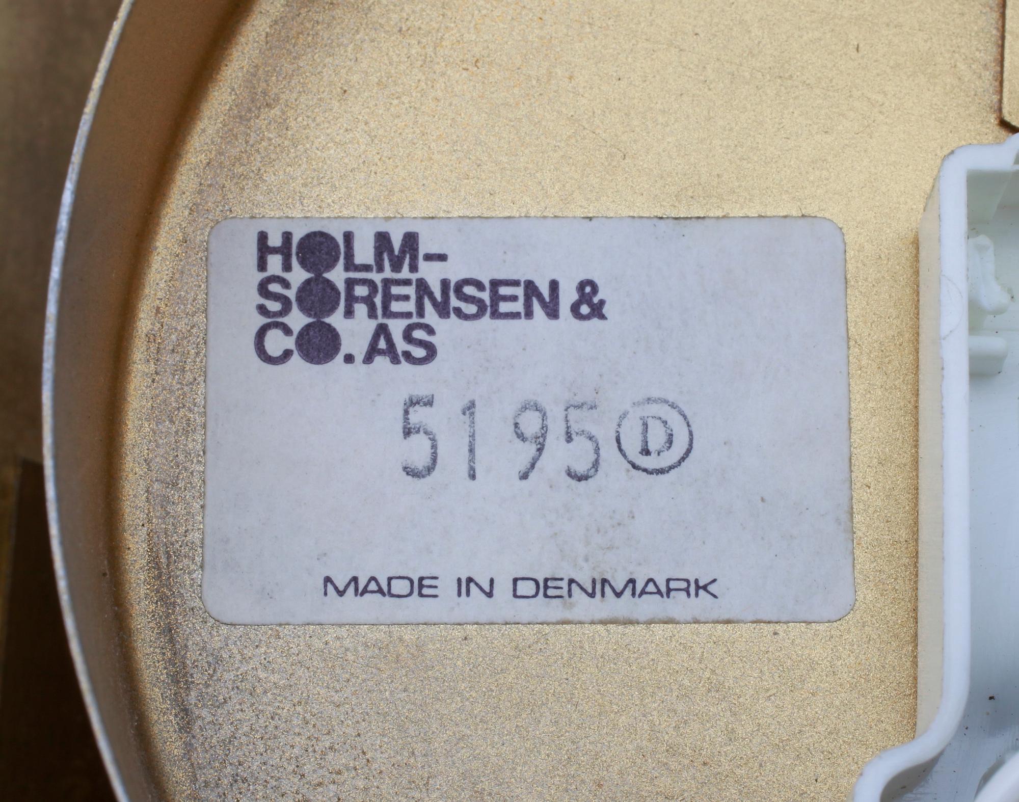 VÄGGLAMPA, mässing, Holm Sörensen & Co, Danmark, 1900-taletsandra hälft.