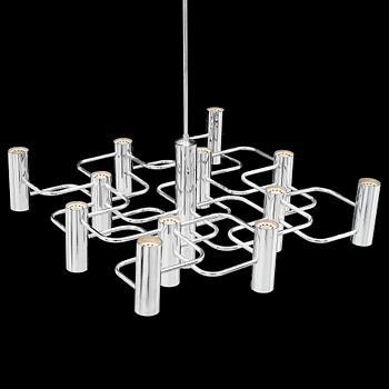 GAETANO SCIOLARI, a 13-light chrome chandelier, probably Boulanger SA.