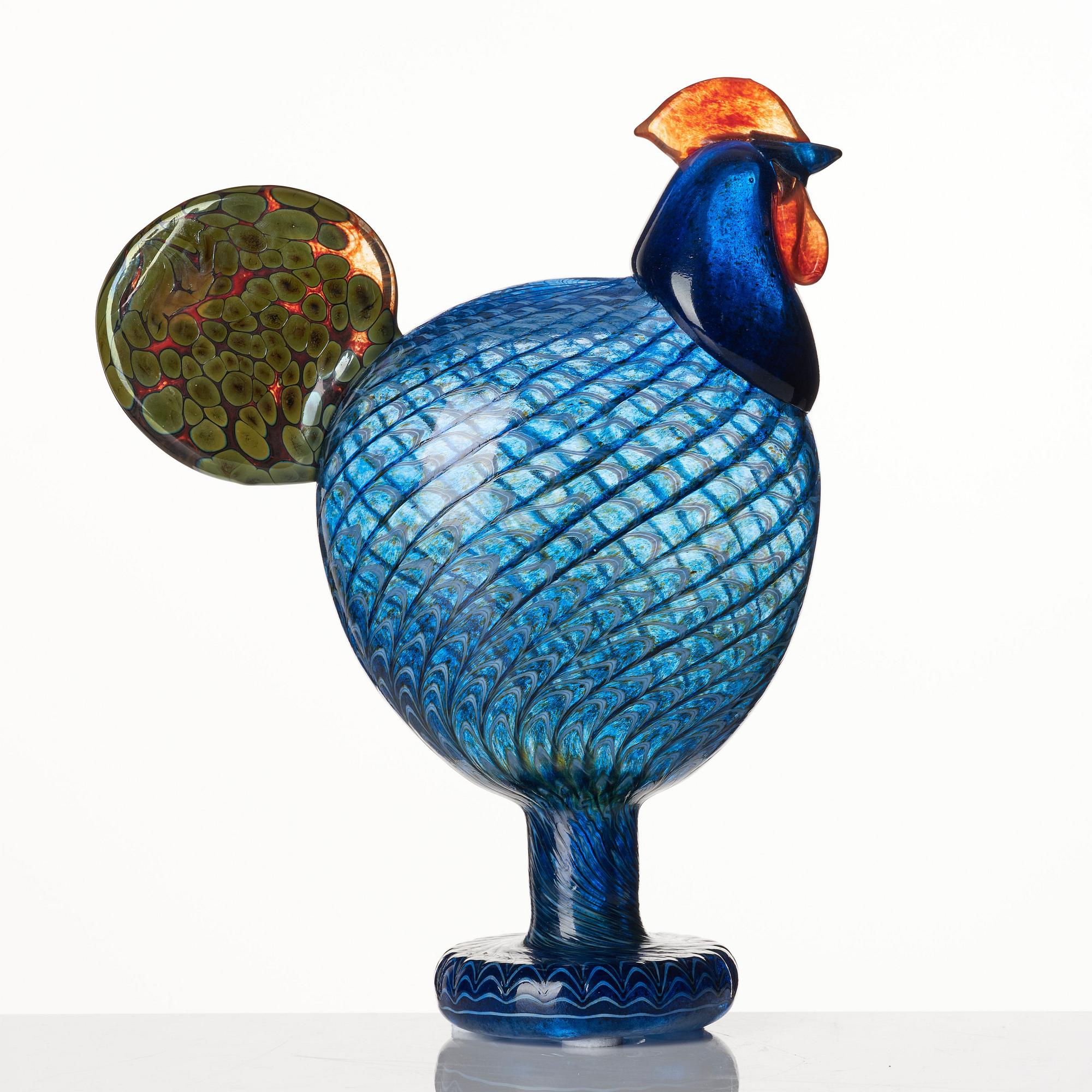 工芸品 Oiva Toikka Bird JUHLAKUKKO ROOSTER1997 Oiva Toikka, a large glass sculpture of a 'Kaiku' rooster