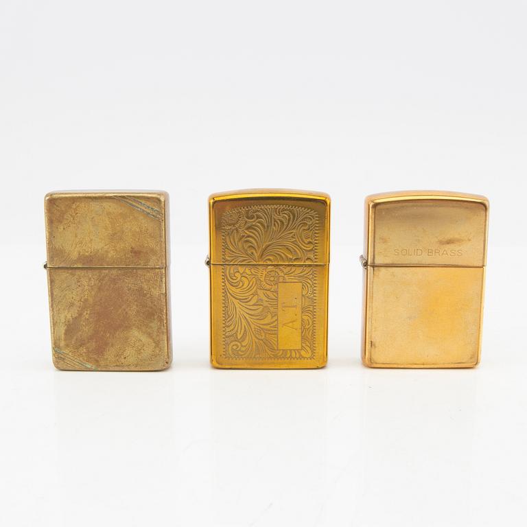 En samling Zippo tändare 14 st USA 1900-talets senare del.