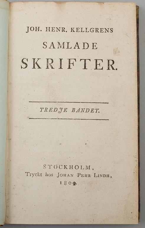 BOOK, Johan Henrik Kellgren: Samlade skrifter. 1-3.