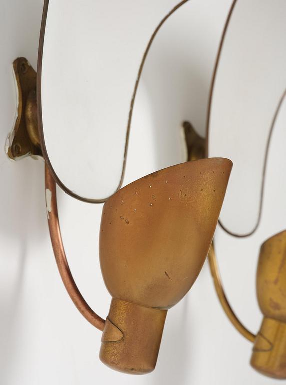 Carl-Axel Acking, a pair of wall lamps model "5029", Bröderna Malmströms Metallvarufabrik, Malmö, 1940s.