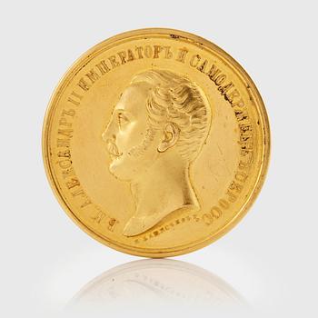 225. A Russian Alexander II gold medal, by V Alexeev awarded to Immanuel Nobel jr 1853.