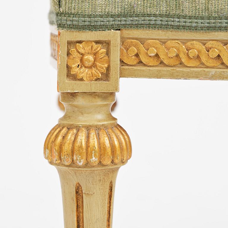 A pair of stools in the manner of Erik Öhrmark (master in Stockholm 1777–1813), Gustavian.