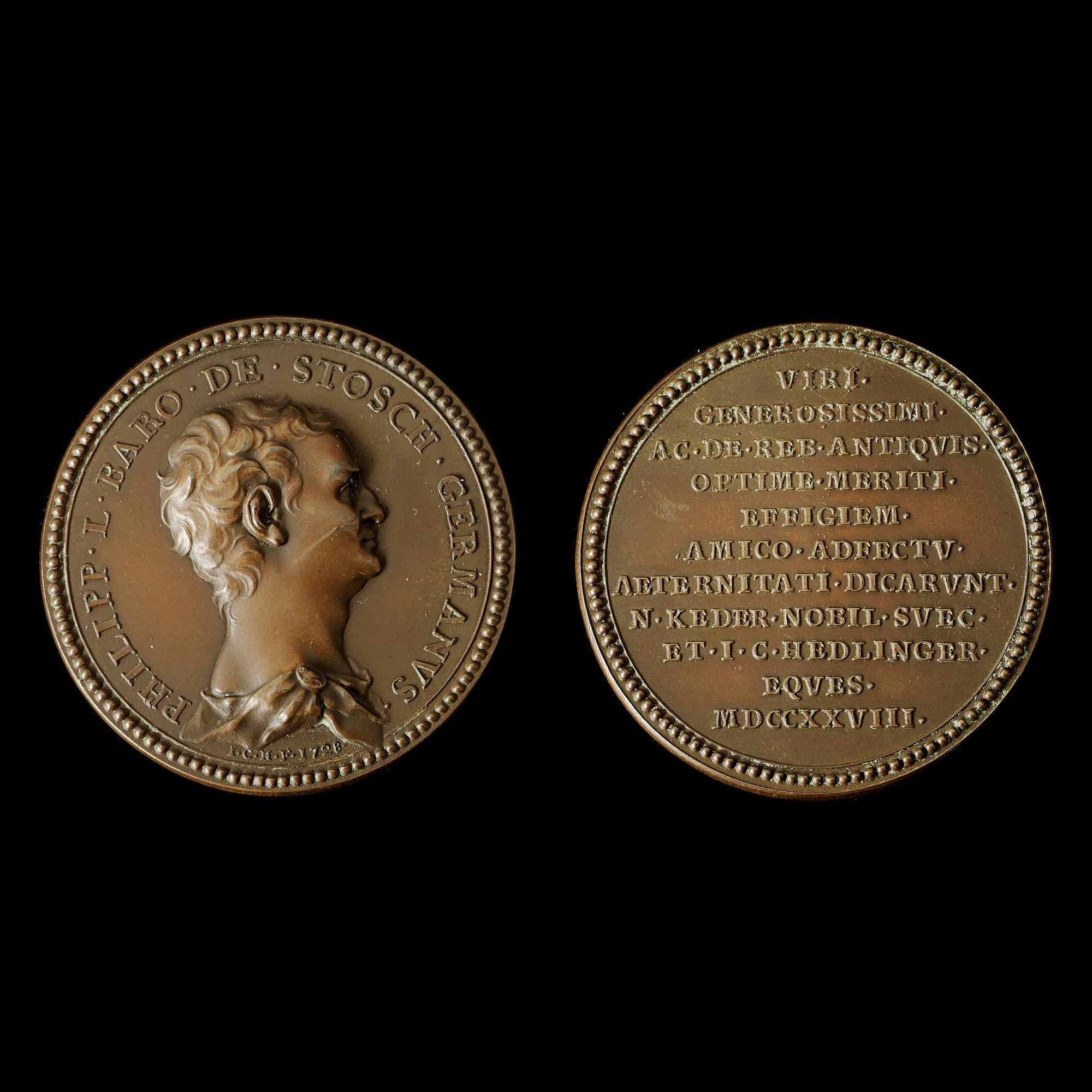 Lot om fyra medaljer: Hedlingers självporträtt,  C M Krell, N von Flüe samt Ph von Stosch.