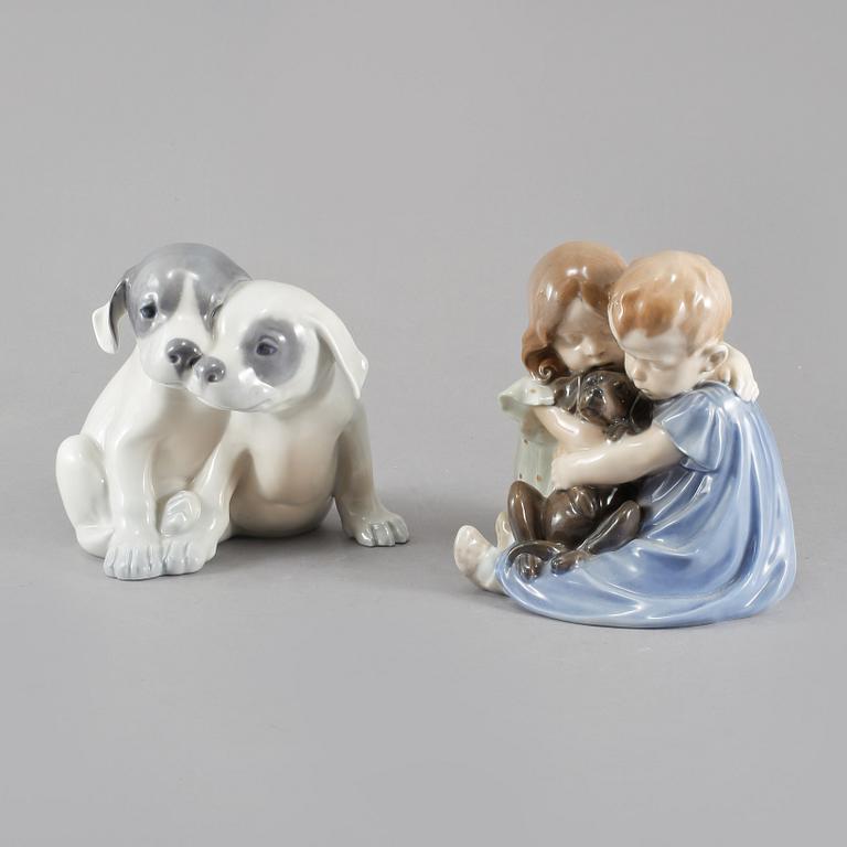 FIGURINER, 2 st, porslin, Royal Copenhagen, omkring 1900-talets mitt.