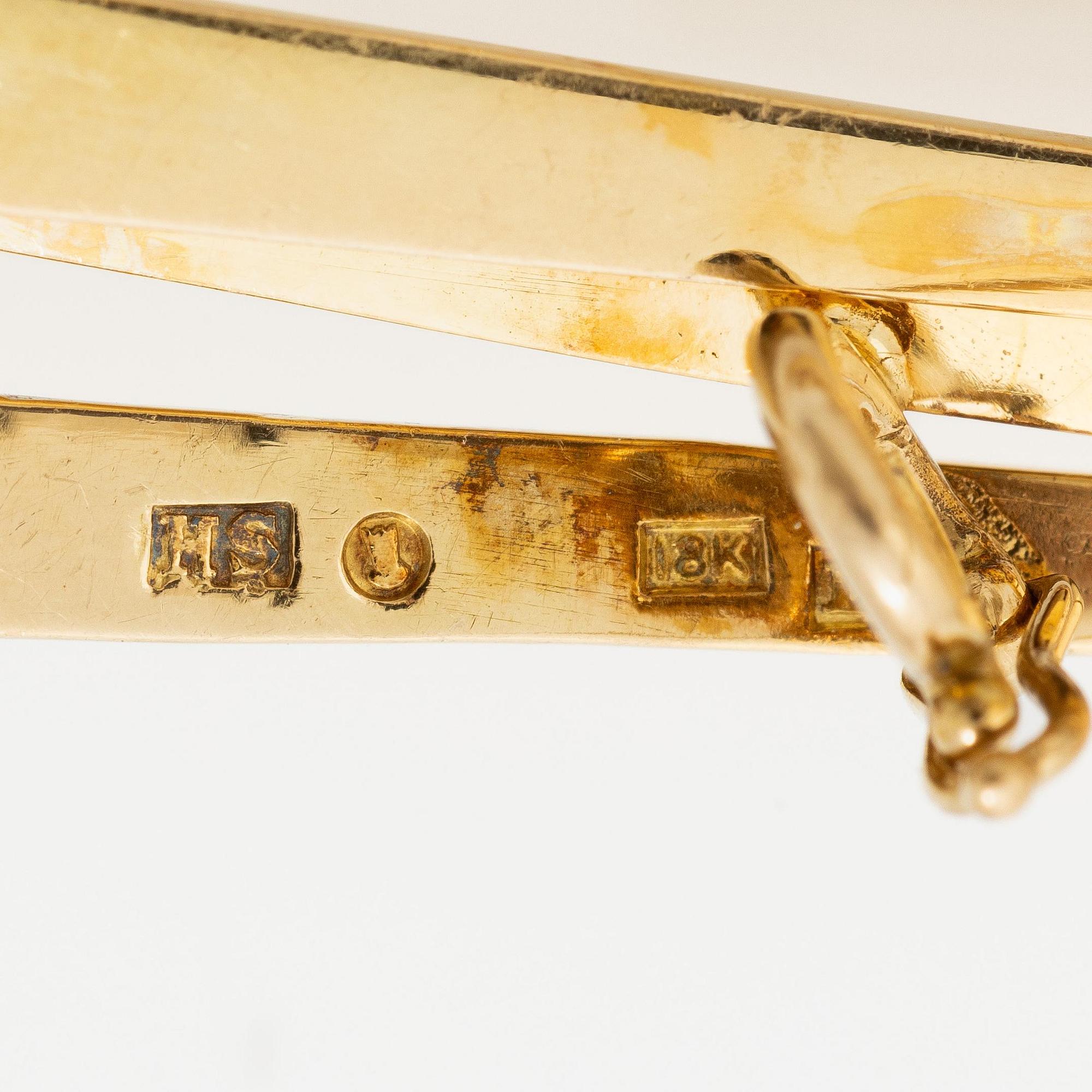 Brosch 18K guld med fasettslipade ädelstenar, H Strömdahl sannolikt 1961.