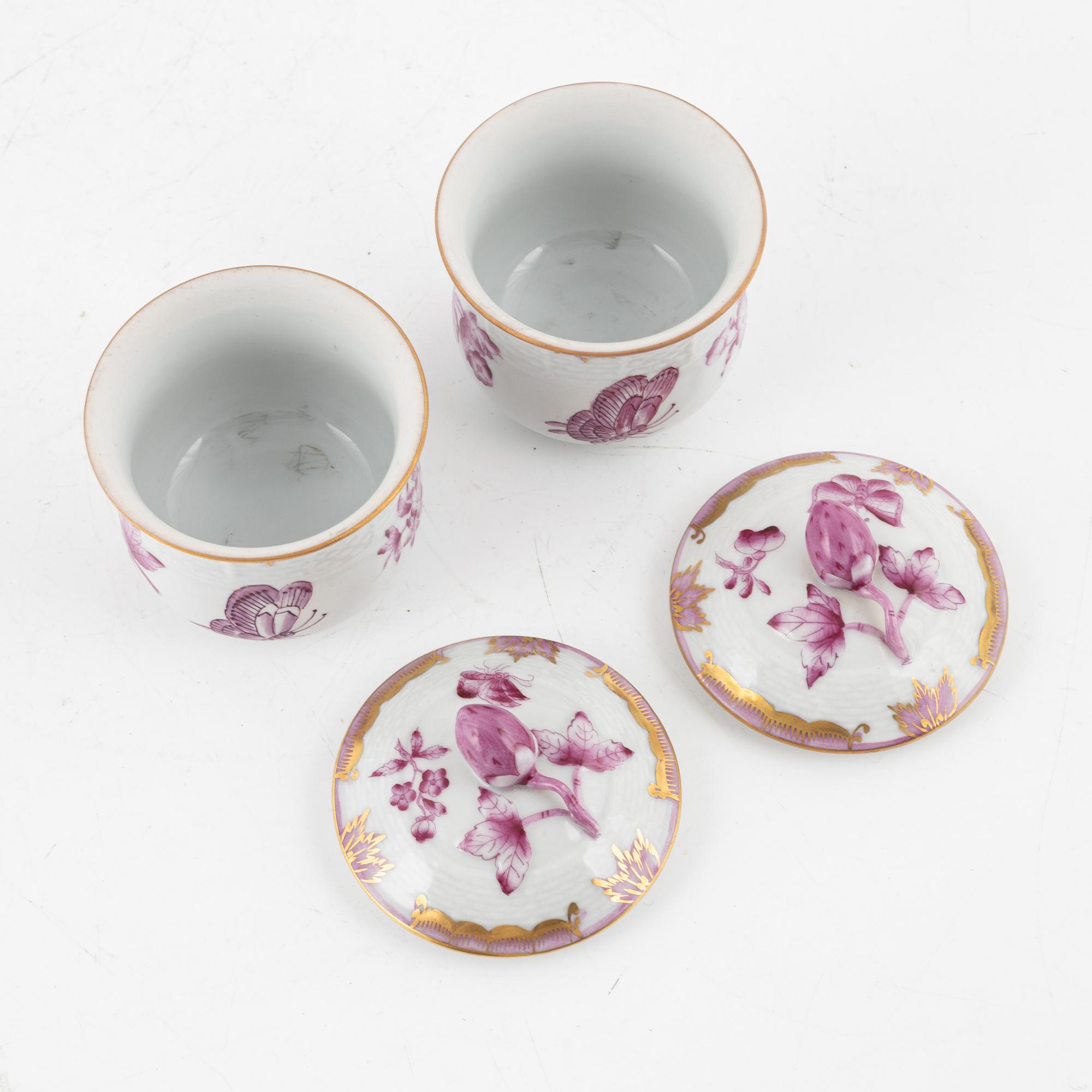 A set of 15 Herend custard cups with covers, 20th Century.