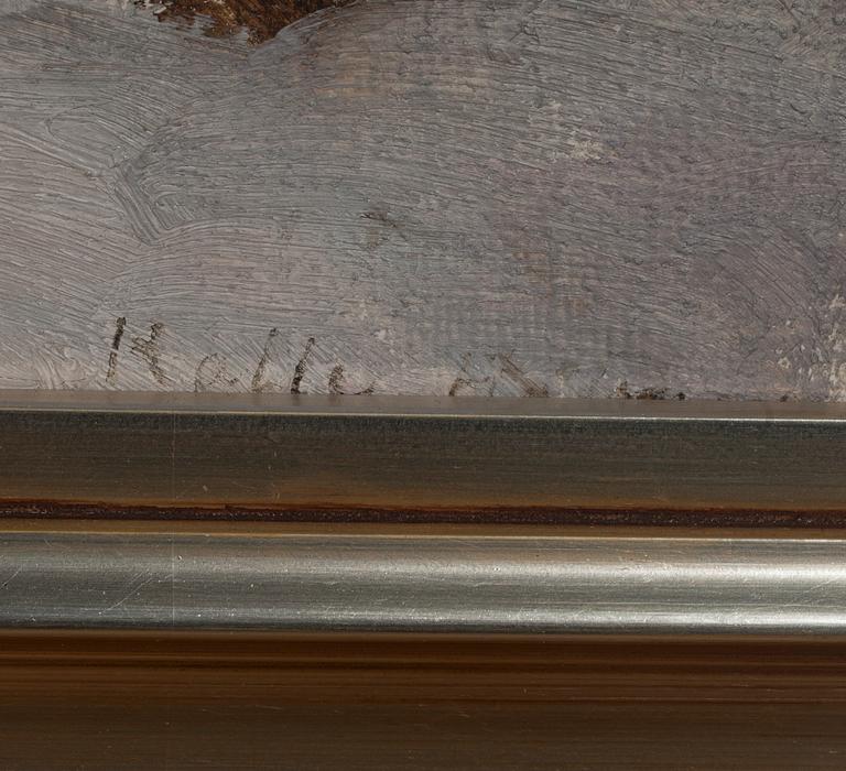 KALLE HALONEN, olja på duk, uppfodrad på skiva, signerad.