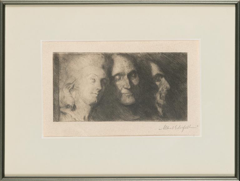 Albert Edelfelt, etching and drypoint, signed.