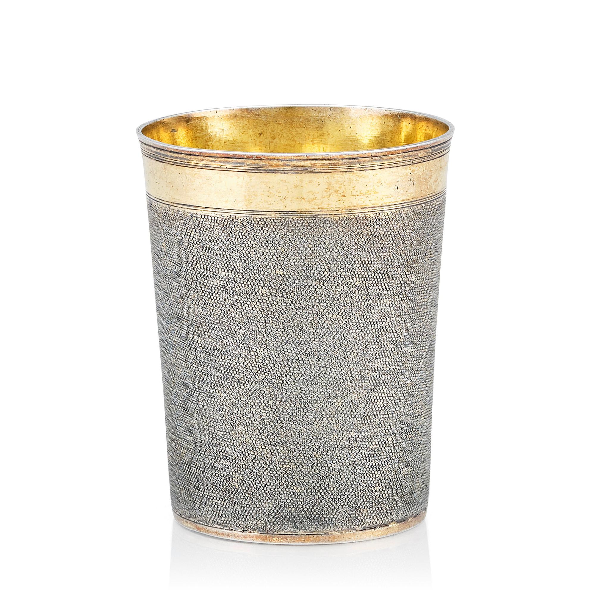 A German 17th Century parcel-gilt silver beaker, mark of Marx Burmeister (1630/31-1658), Nürnberg.
