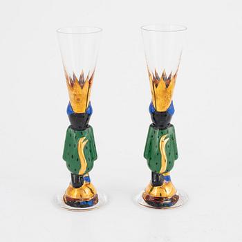 Gunnar Cyrén, snapsglas 2 st sk djävulsglas ur serien "Nobel Orrefors".