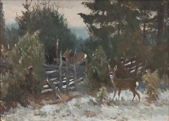 Harald Wiberg, Rådjur i vinterlandskap.