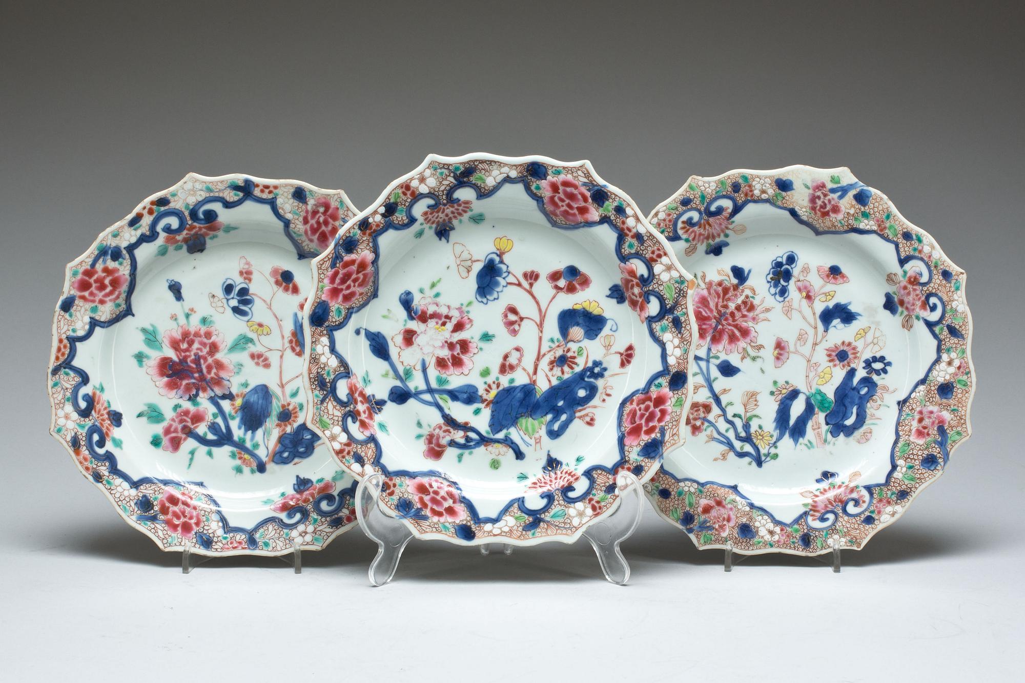 FAT, porslin, 3 st.  Kina, Qing dynastin, Qianlong, (1736-1795).
