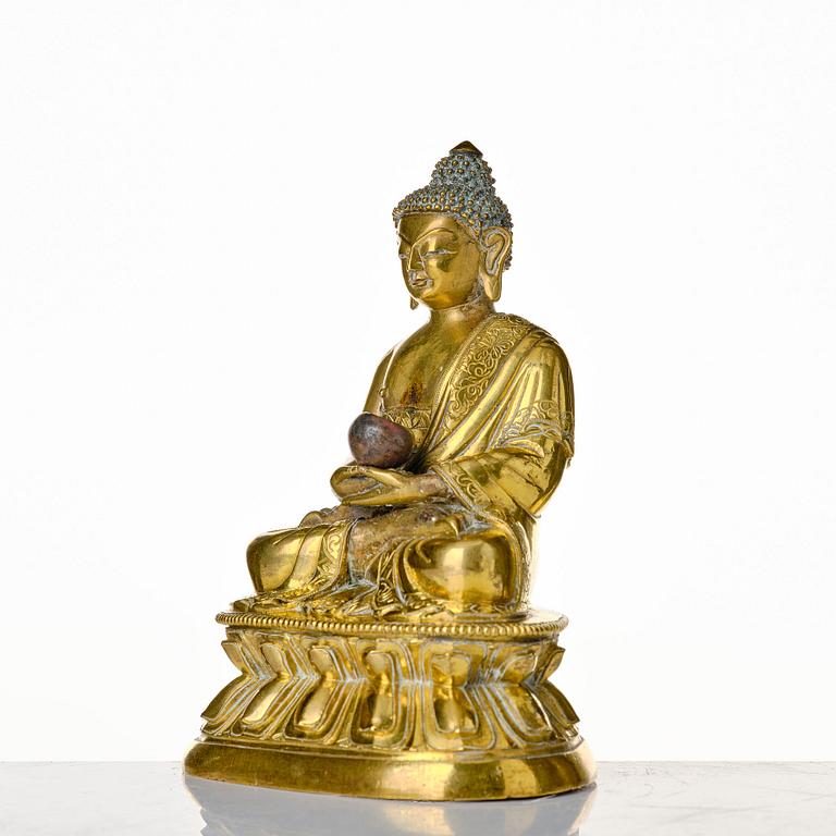 Buddha, brons. Tibetokinesisk, 1700-tal.