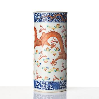 A Chinese 'dragon' porcelain brush stand, Qing dynasty, Guangxu mark and period (1875-1908).