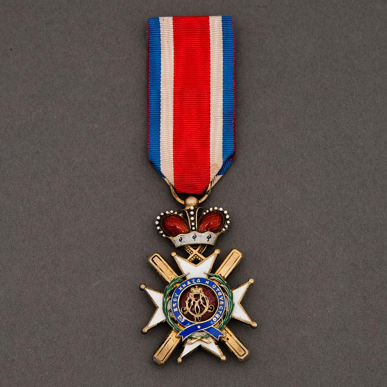 A late 19th Century Serbian order of the cross of Takovo.