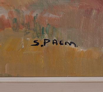 Tunnistamaton taiteilija, öljy levylle, signeerattu S. Palm.