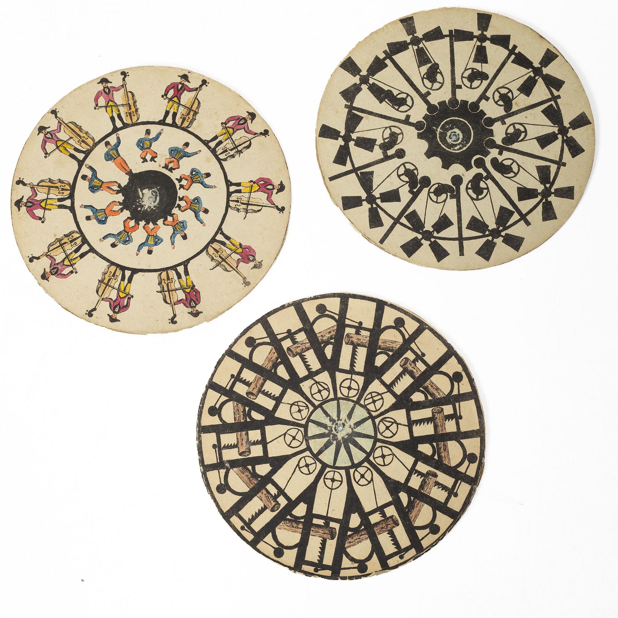 Phénakistiscope, "Disque Magique/Troll-Skifvan", probably France, 19th century.
