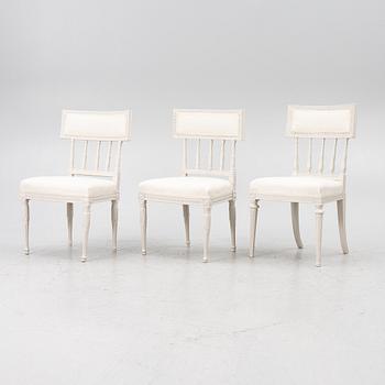 A set of three (2+1) late Gustavian chairs, Stockholm, late 18th century.