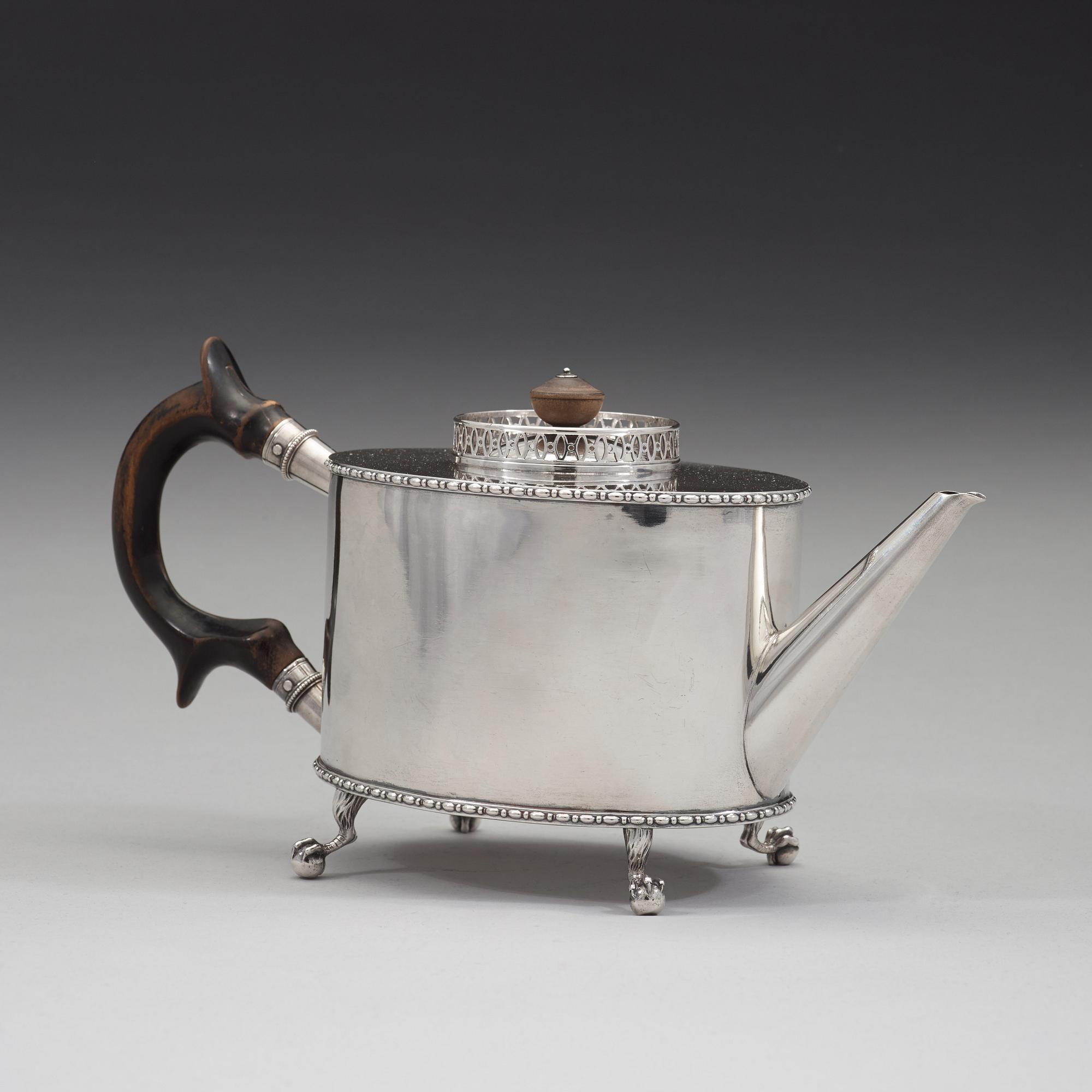 Pehr Zethelius, tekanna, silver, Stockholm 1800, sengustaviansk.
