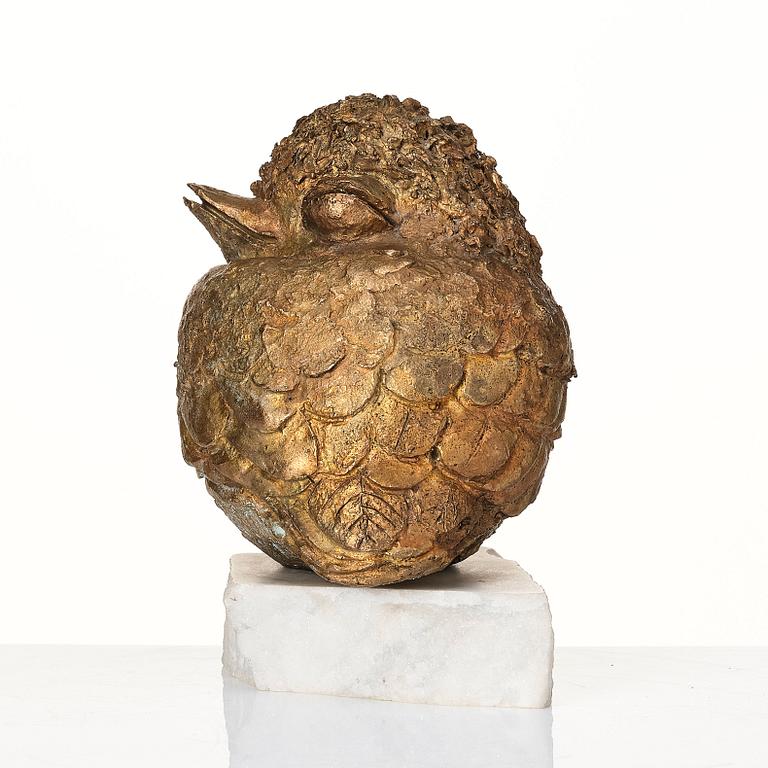 Tyra Lundgren, skulptur, fågel, förgylld brons, 1960-70-tal.