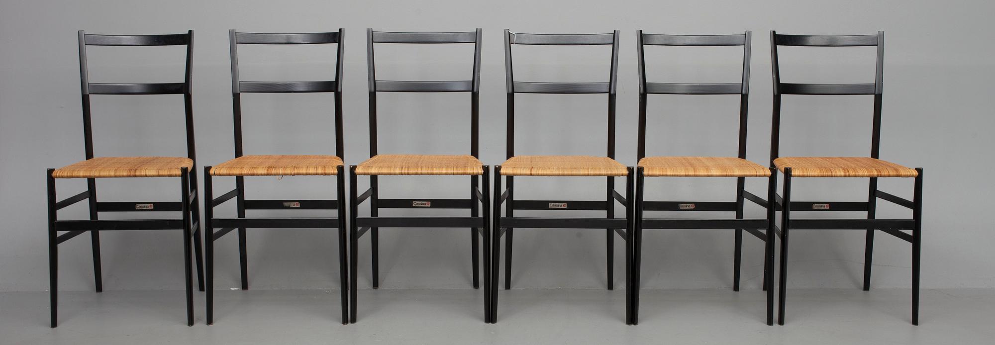 STOLAR, 6 st, "Superleggera" Gio Ponti, Cassina, Italien.