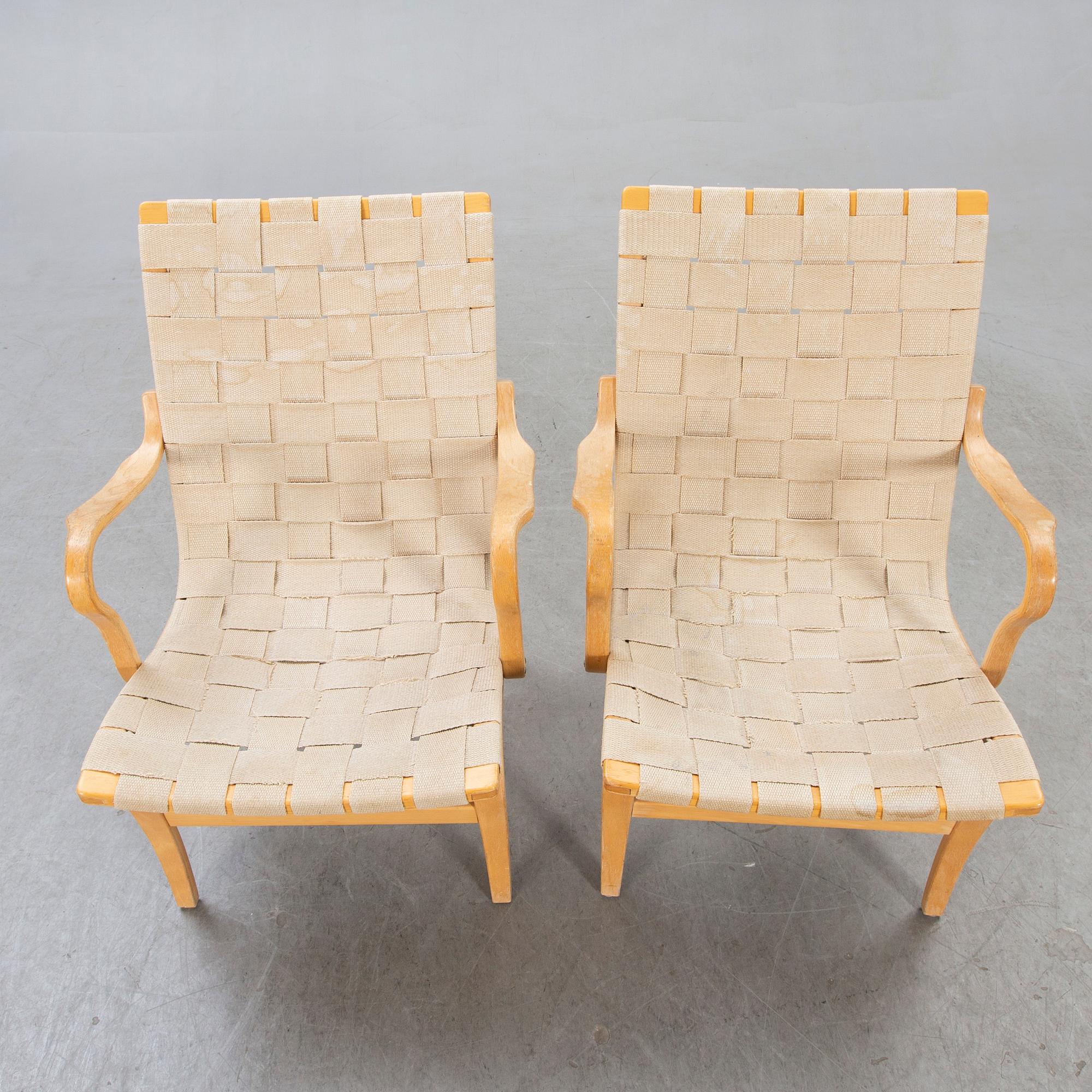 Bruno Mathsson, armchairs "Eva" a pair.